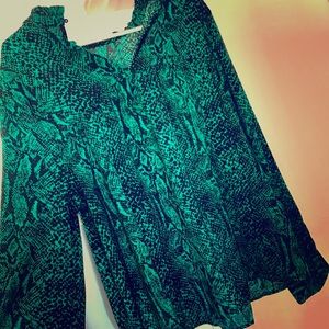 Green Animal Print Top
